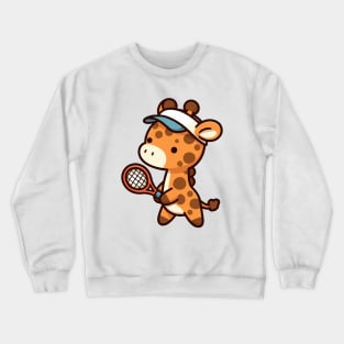 cute giraffe cartoon Play Tennis Crewneck Sweatshirt